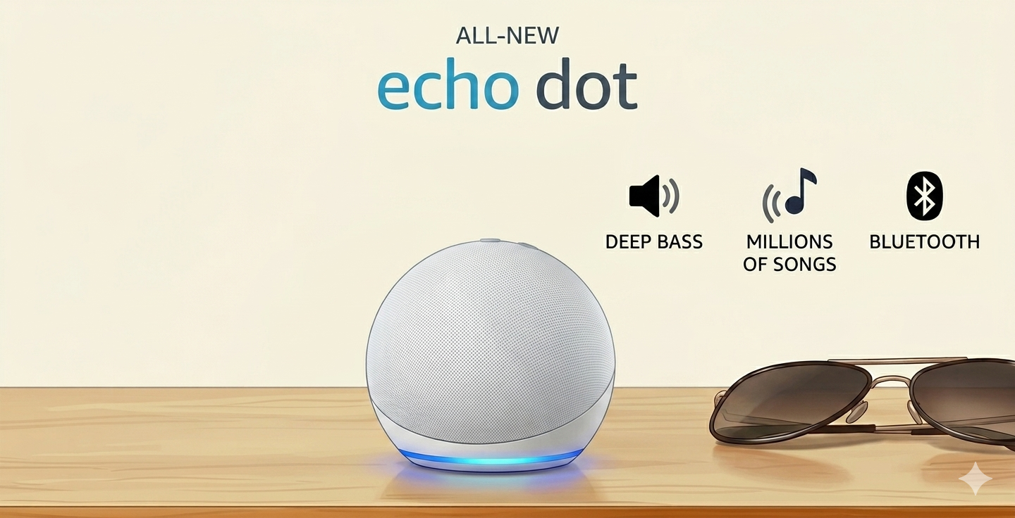 Amazon Echo Dot (5th Gen) | Smart speaker with vibrant sound, Motion Detection, Temperature Sensor, Alexa and Bluetooth|