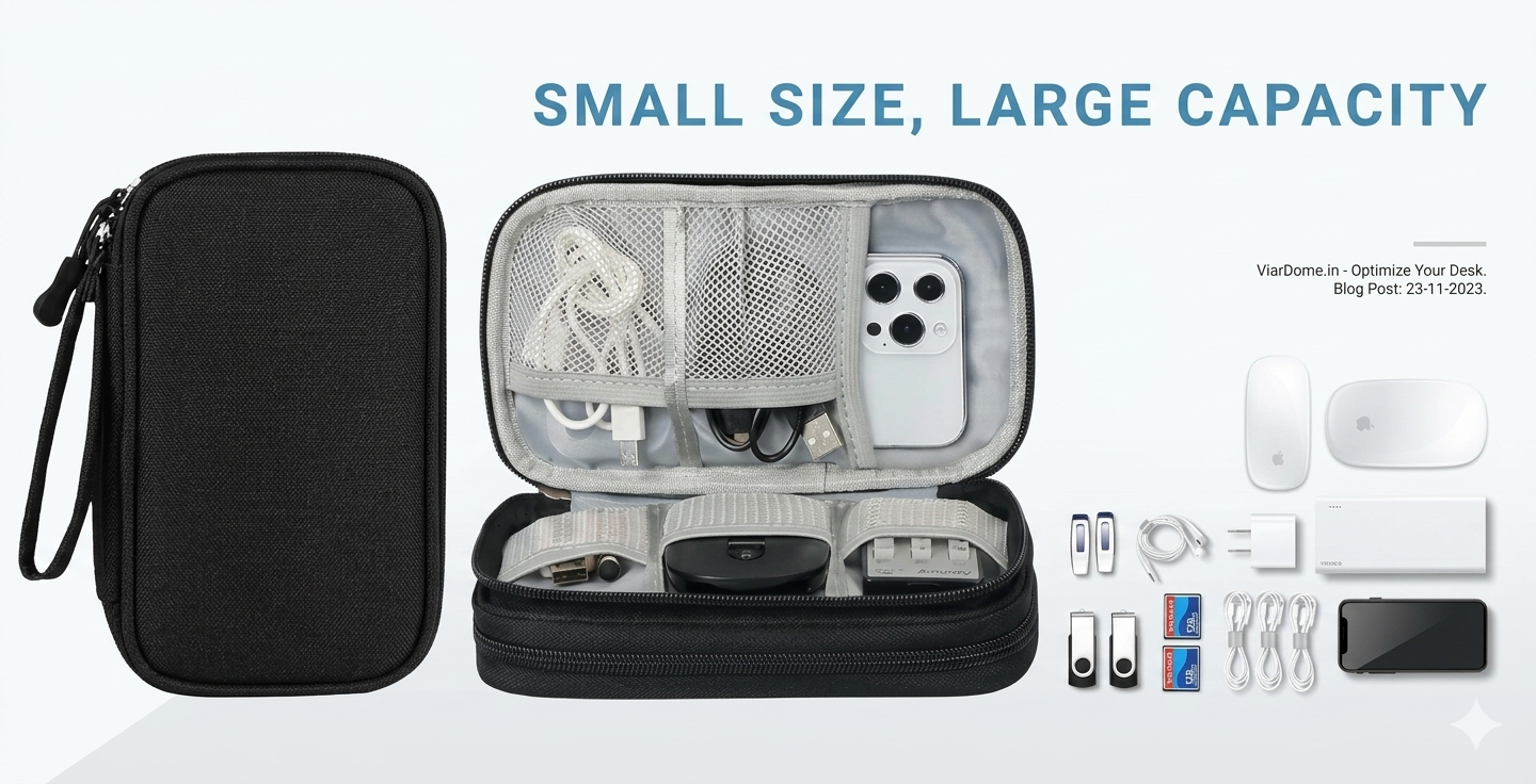 SaleOn 8.3×5 Inch Tech Pouch Organizer Review in Hindi – जानिए इसके फीचर्स, कीमत, फायदे और क्यों यह USB Cable, Charger, Power Bank और Digital Gadgets के लिए बेस्ट Portable Gadget Organizer है।