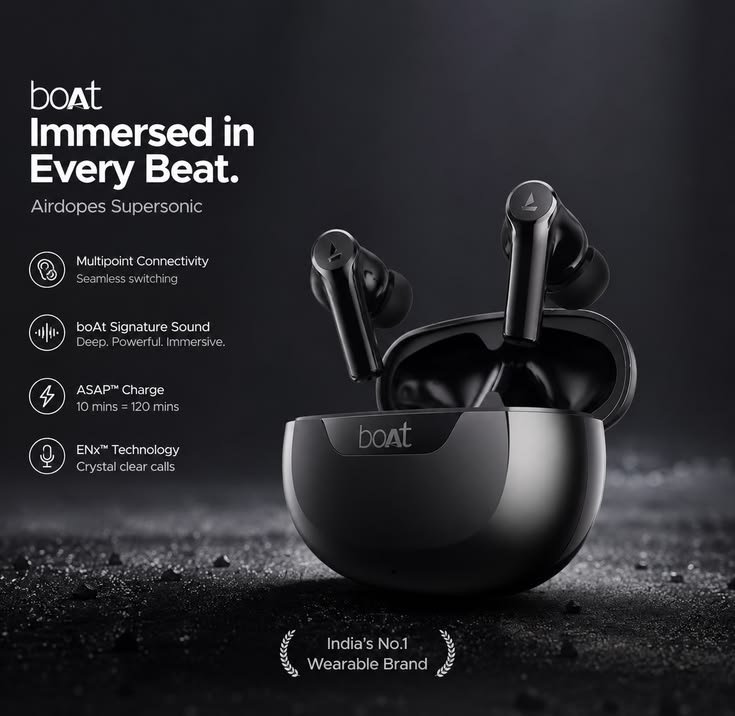 boAt Airdopes 300 TWS wireless earbuds with cinematic spatial audio, 50 hours battery backup and AI ENx calling technology
