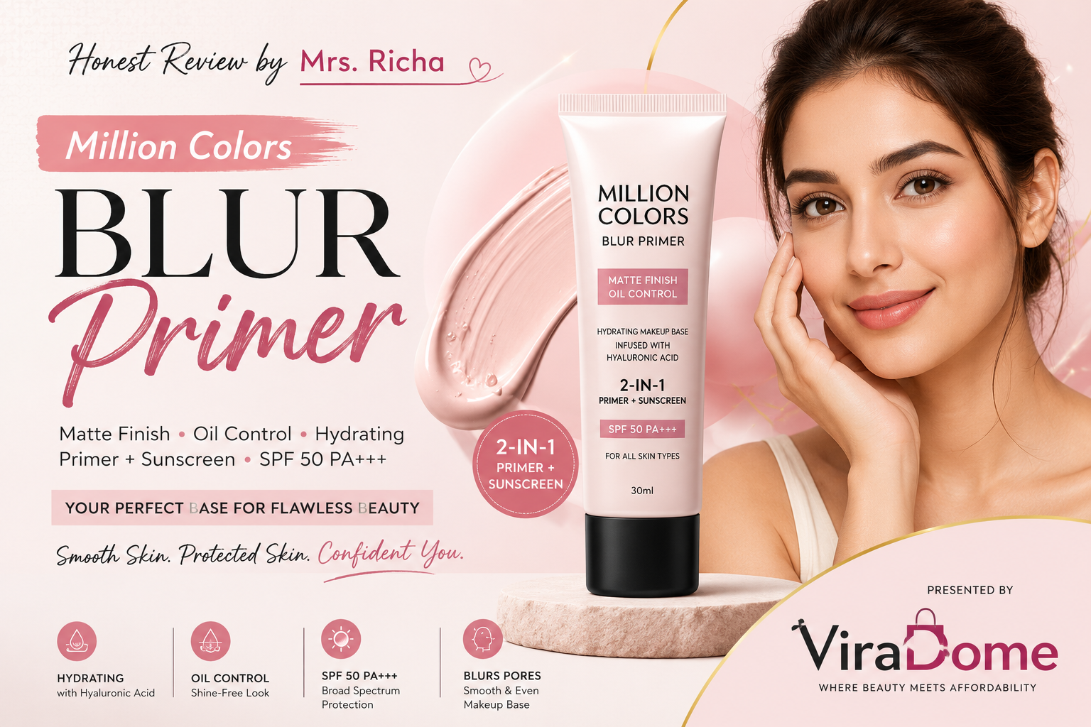 Million Colors Blur Primer Review: SPF 50 Wala Yeh ₹180 Primer Kya Sach Mein Kaam Karta Hai? | Viradome