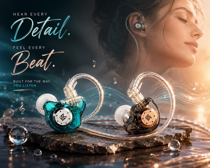 Premium transparent IEM earphones with high-fidelity sound quality for immersive music listening experience featured on Viradome.in