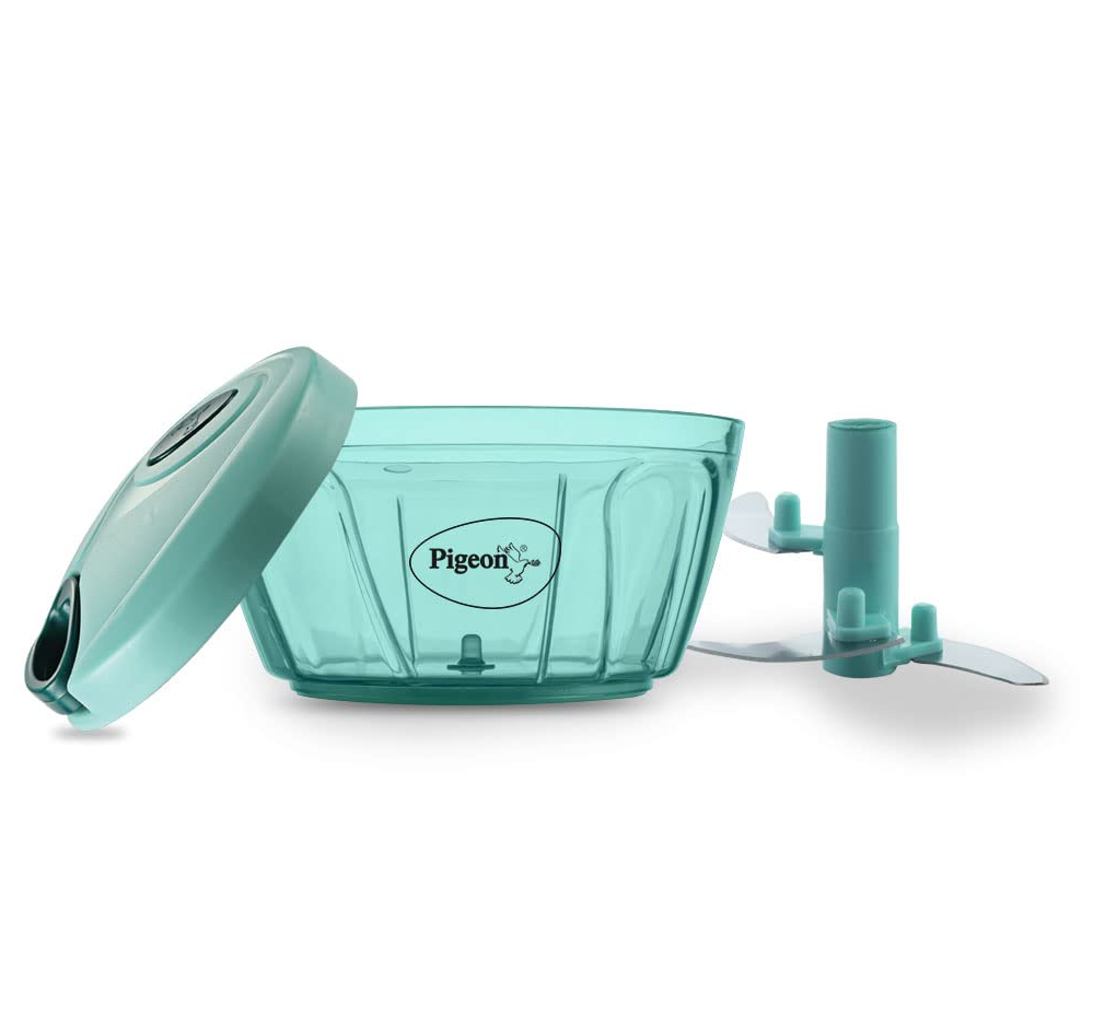 Pigeon Mini Handy Compact Vegetable and Fruit Chopper with 3 Stainless Steel Blades, Green, 400 ml