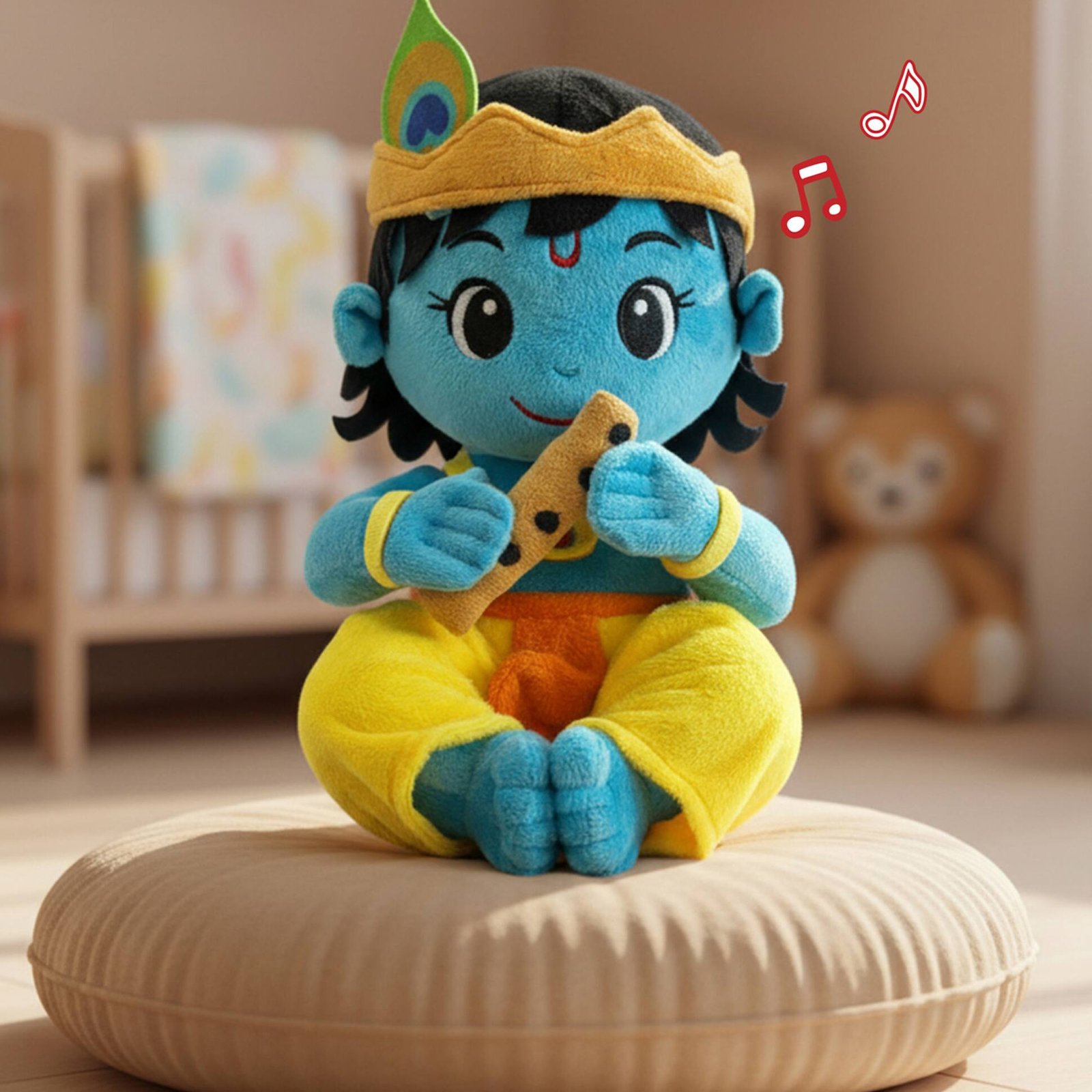 WonderBuddy Divine Baby Krishna Musical Plush Toy with 8 Preloaded Mantras and Aartis for Infants, Toddlers and Kids | viradome