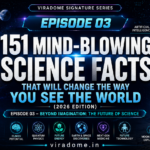 151 Mind-Blowing Science Facts (2026 Edition) blog featured image showing space, galaxy, Earth, DNA, artificial intelligence, atoms, rockets and futuristic science technology concepts | ViraDome.in