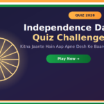 Independence Day Quiz 2026 blog poster by ViraDome.in featuring a golden Ashoka Chakra design with tricolor accents representing an Indian history quiz challenge | viradome.in