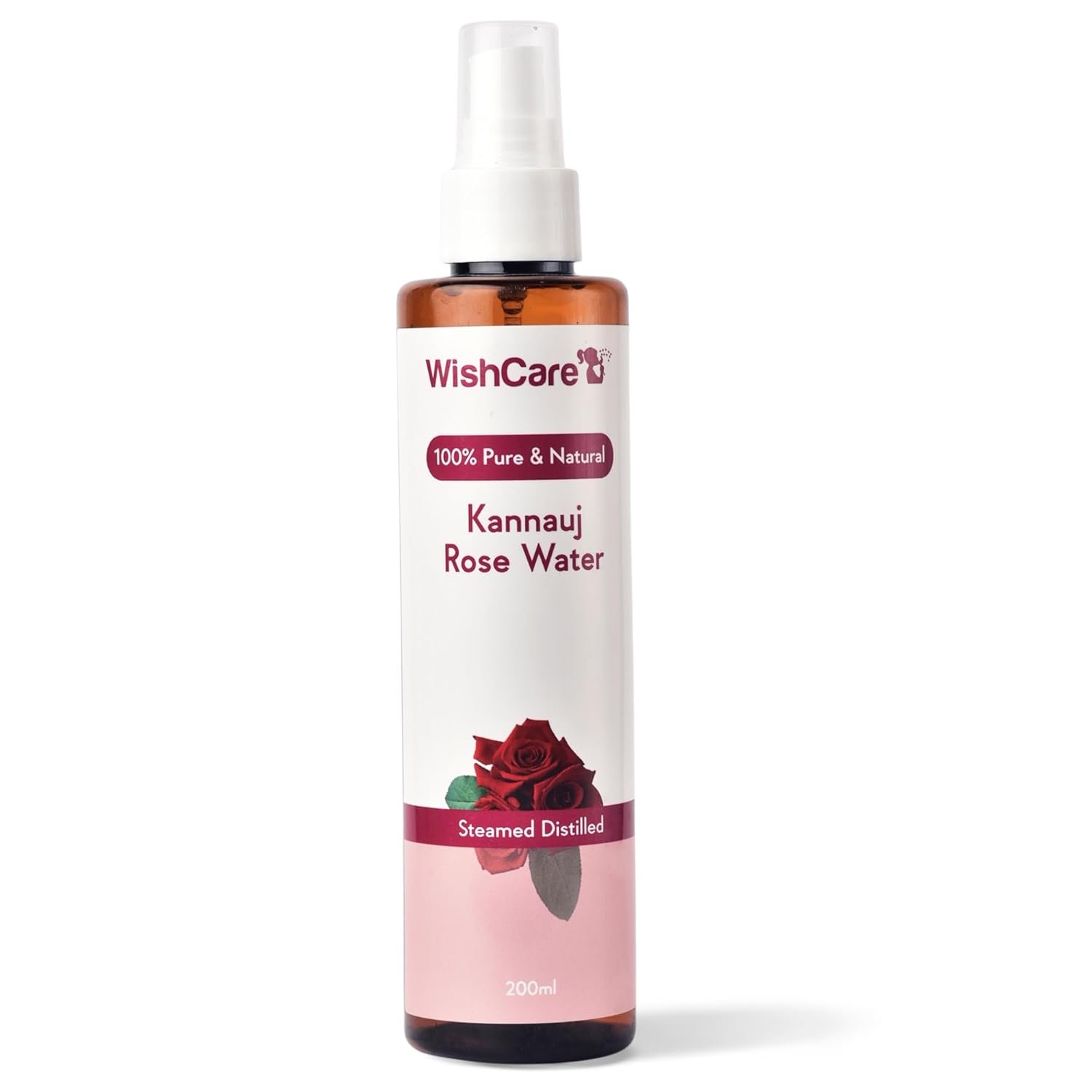 WishCare 100% Pure & Natural Rose Water 200ml bottle for face, skin, and hair care with alcohol-free and paraben-free formula – Viradome